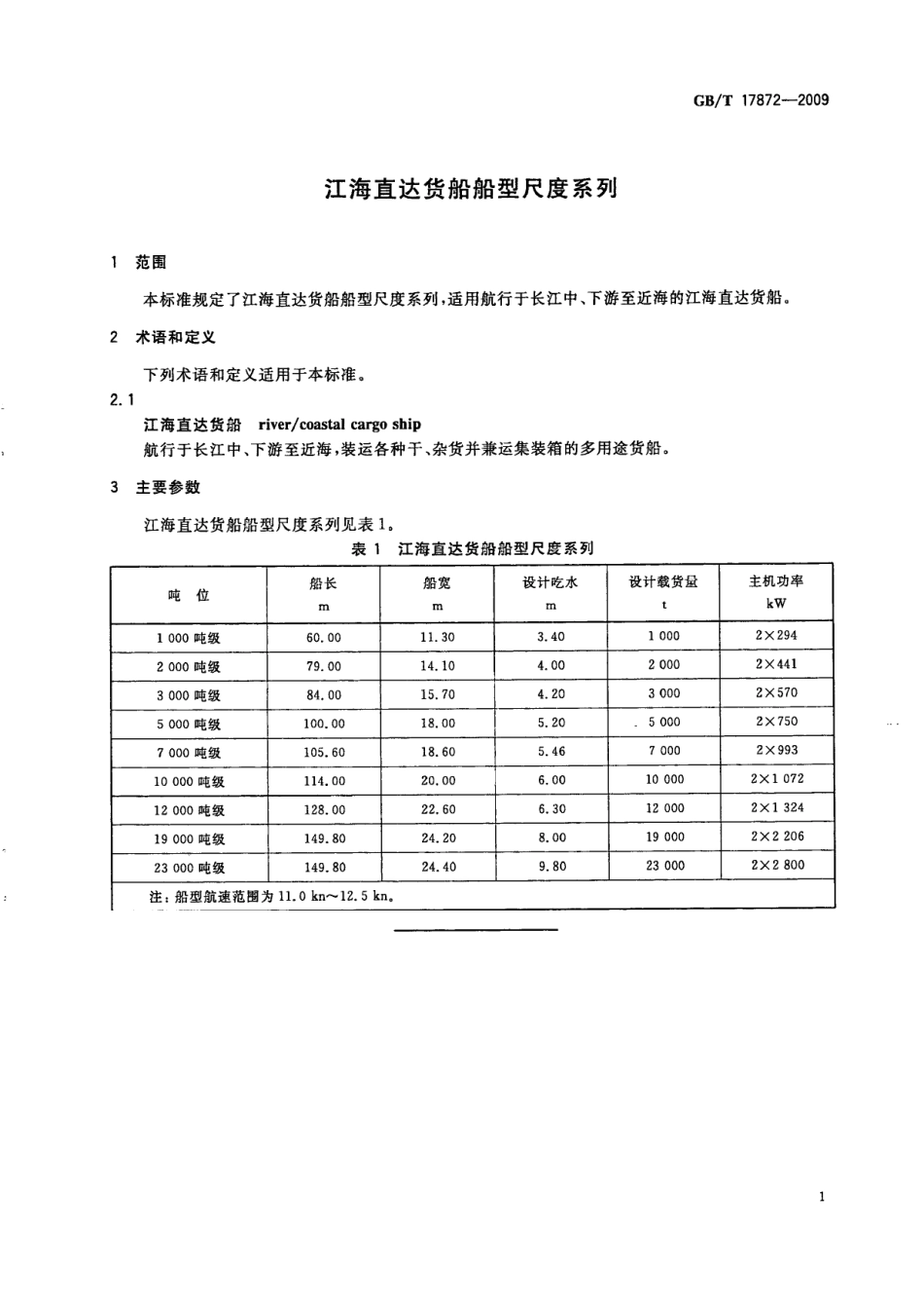 GBT 17872-2009 江海直达货船船型尺度系列.pdf_第3页