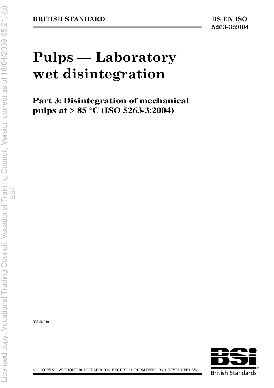 BS EN ISO 5263-3 2004.pdf_第1页