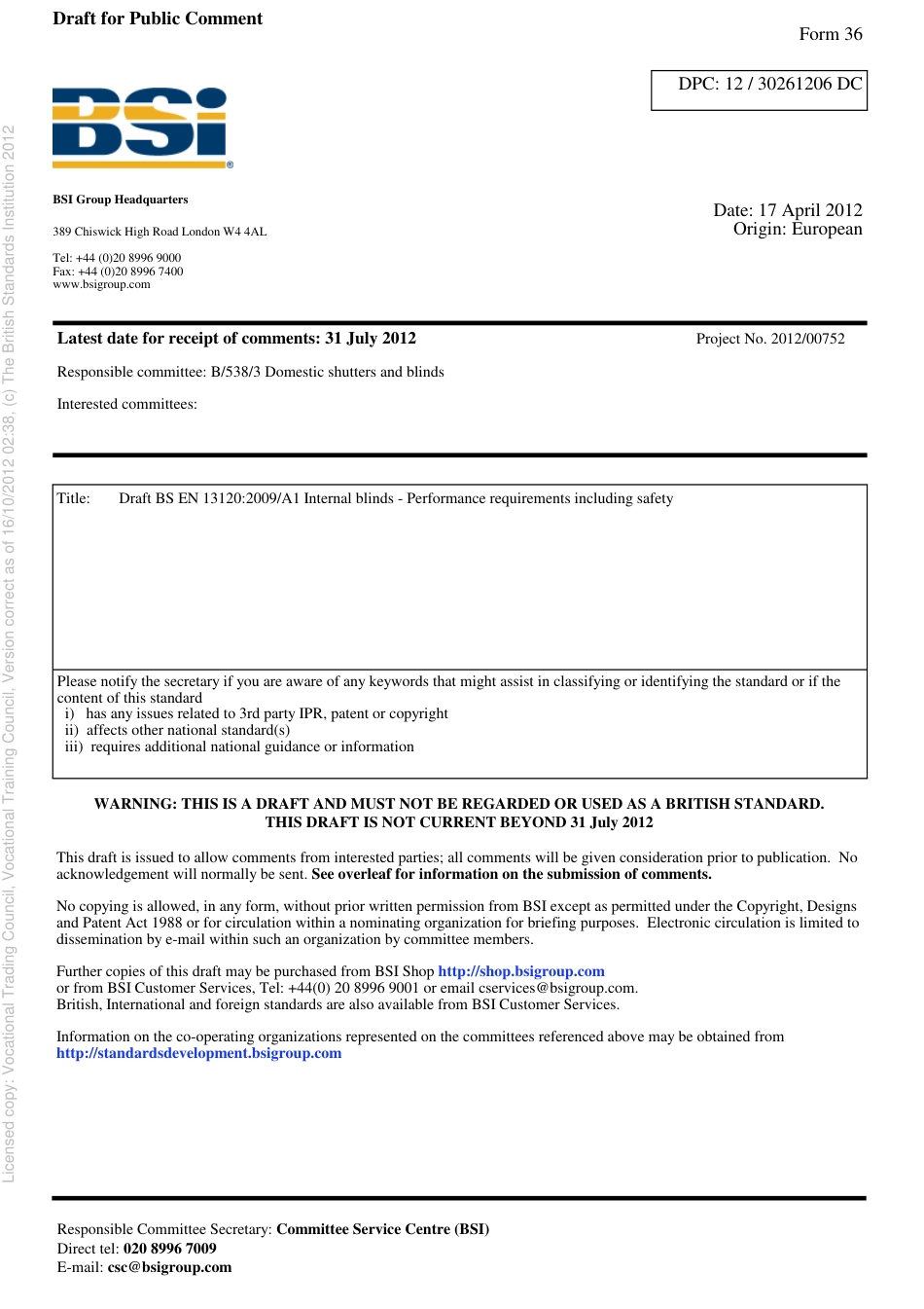 BS EN 13120 pr amd1.pdf_第1页