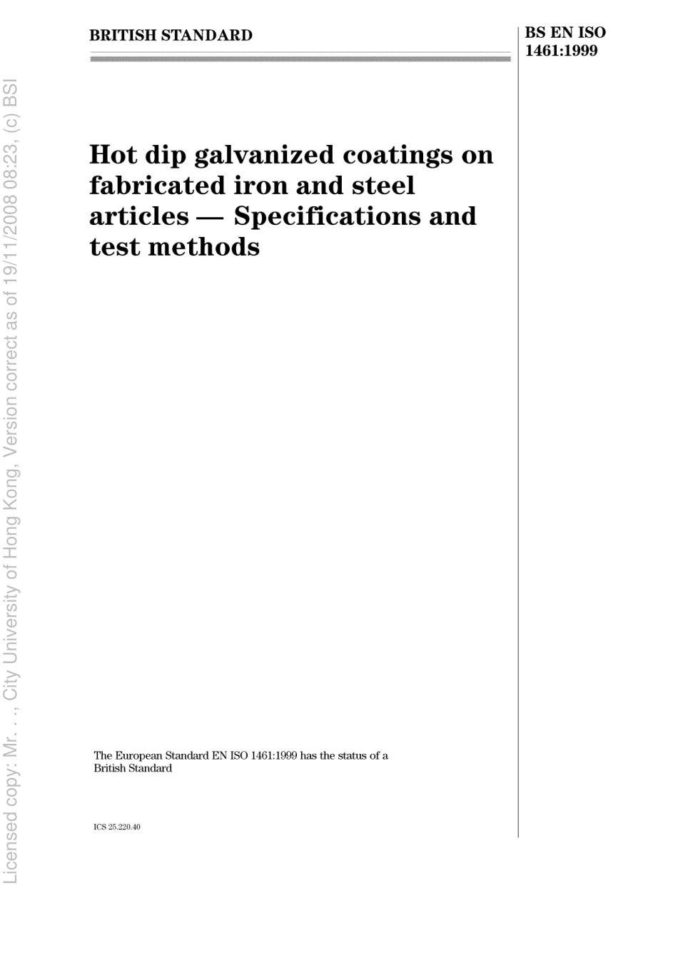 BS EN ISO 1461 1999.pdf_第1页