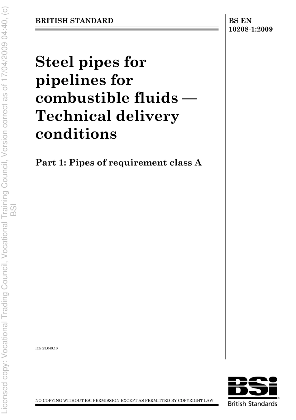 BS EN 10208-1 2009.pdf_第1页