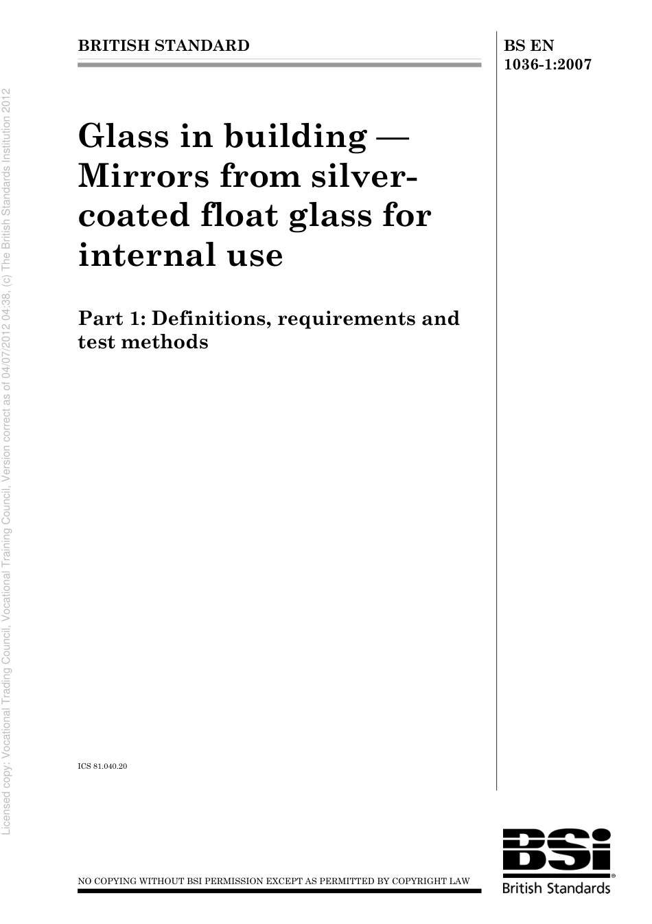 BS EN 1036-1 2007.pdf_第1页