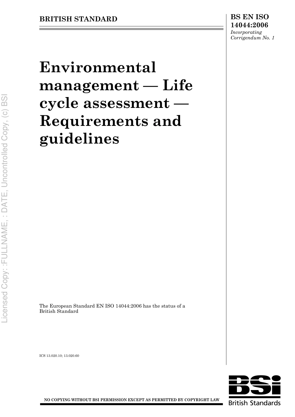 BS EN ISO 14044 2006.pdf_第1页