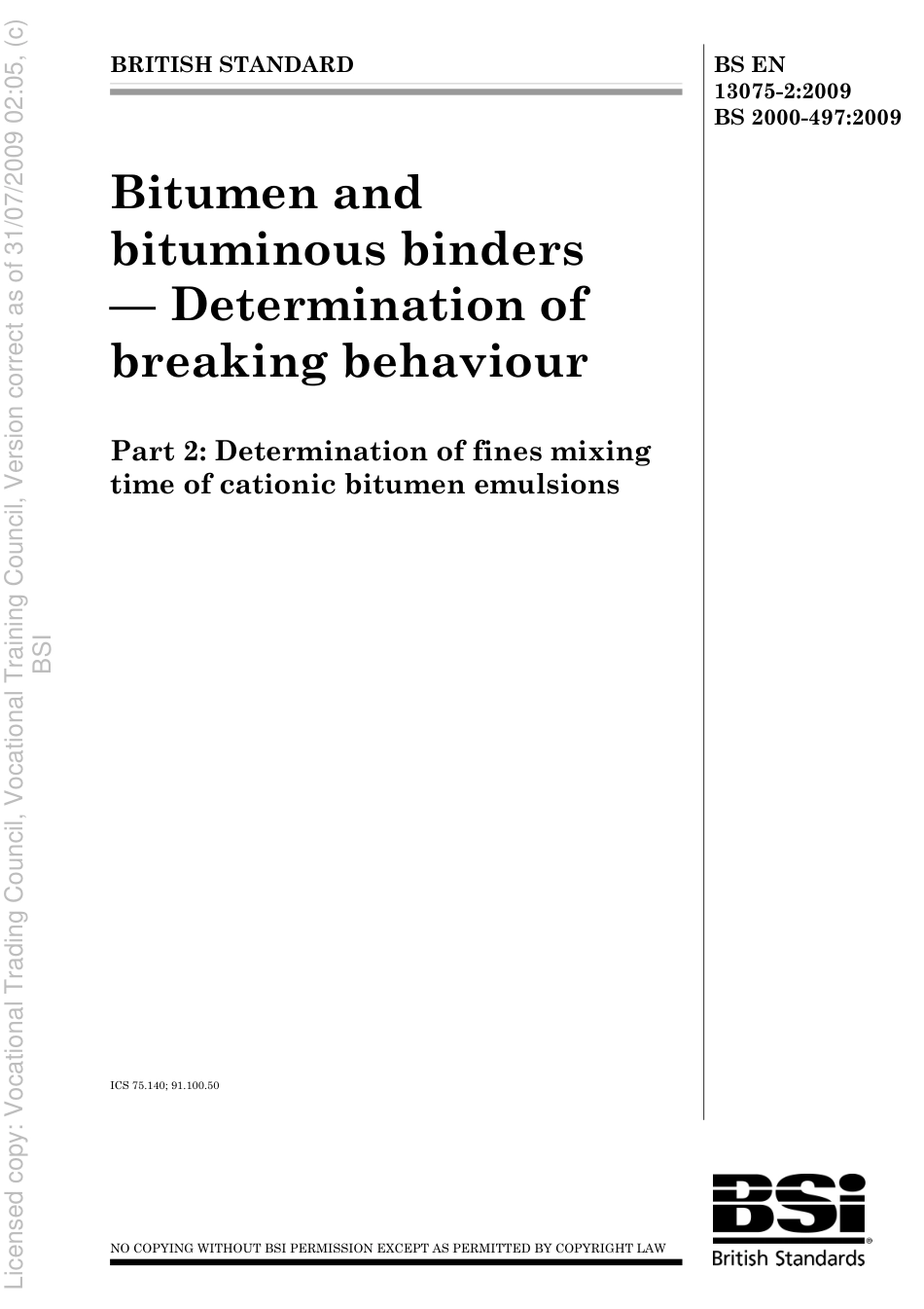 BS EN 13075-2 2009, BS 2000-495 2009.pdf_第1页