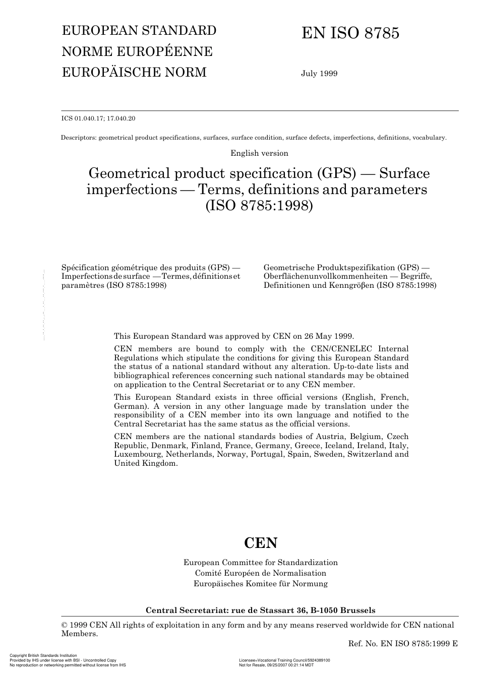 BS EN ISO 8785 1999.pdf_第3页