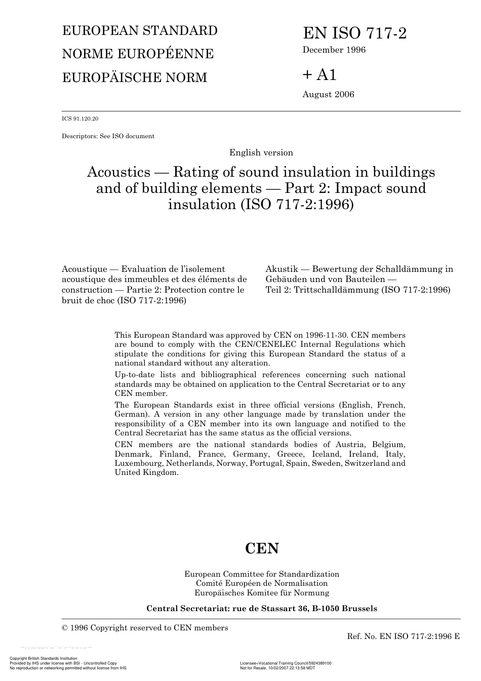 BS EN ISO 717-2 1997 (A1).pdf_第3页