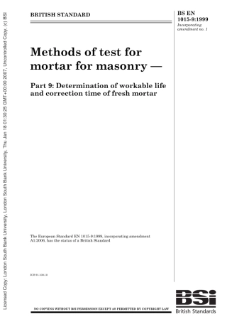 BSEN1015-9-1999砖石工程用砂桨的试验方法.新凝砂桨使用寿命和校正时间的测定.pdf