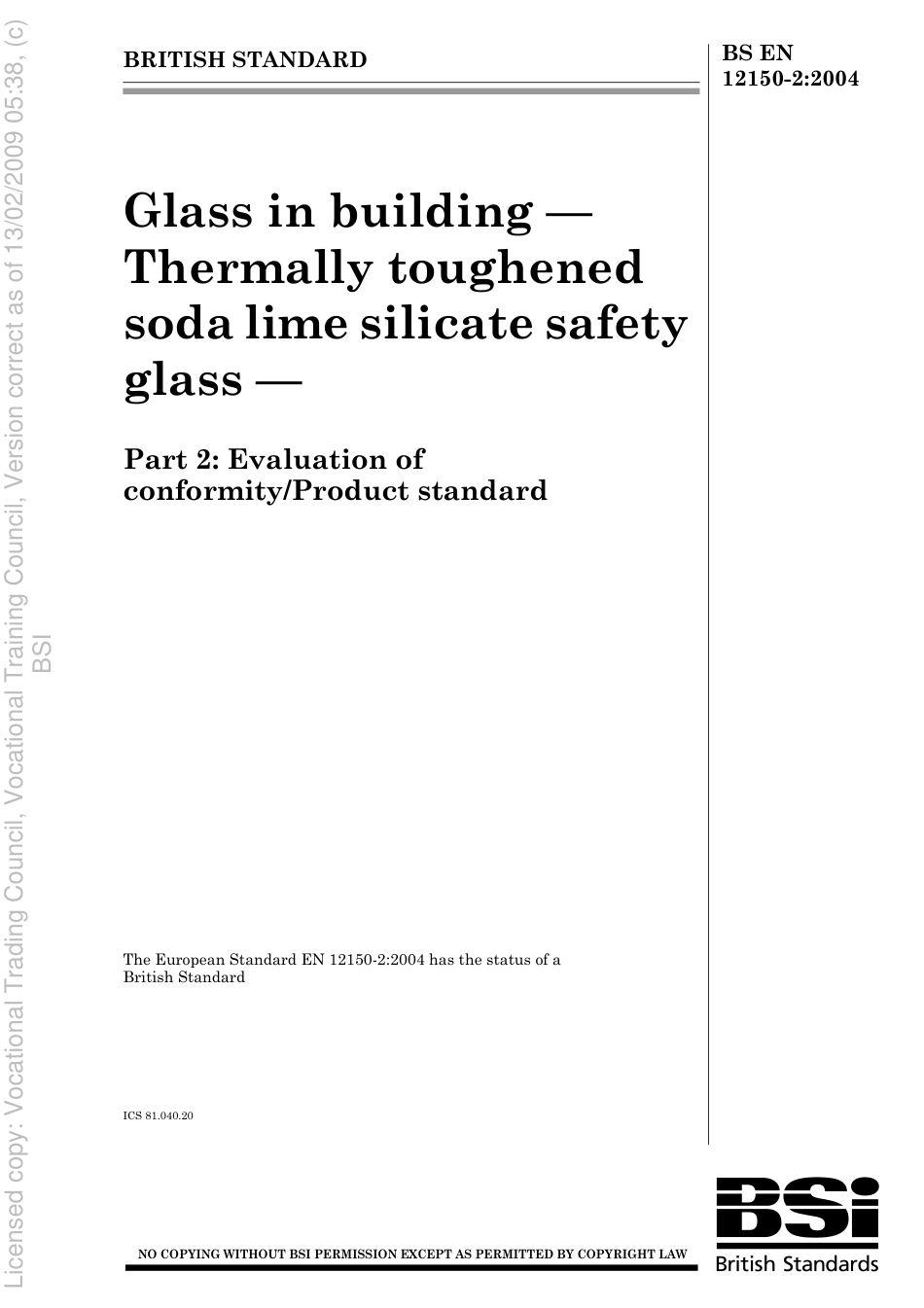 BS EN 12150-2 2004.pdf_第1页