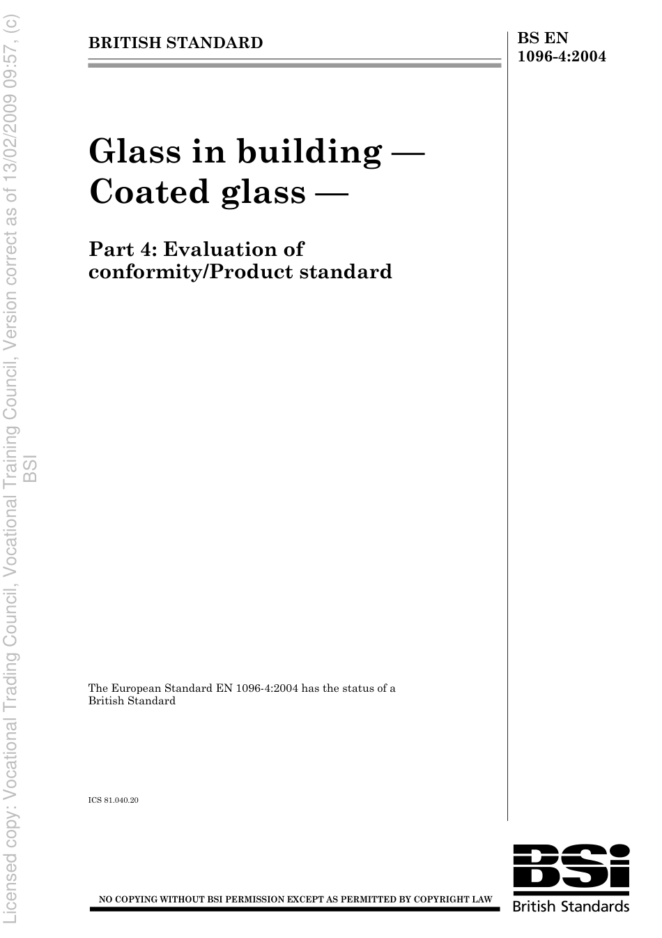 BS EN 1096-4 2004.pdf_第1页