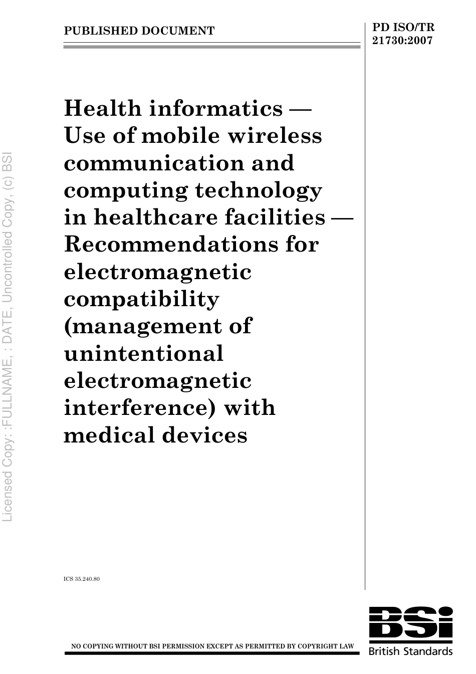 PD ISOTR 21730 2007.pdf_第1页
