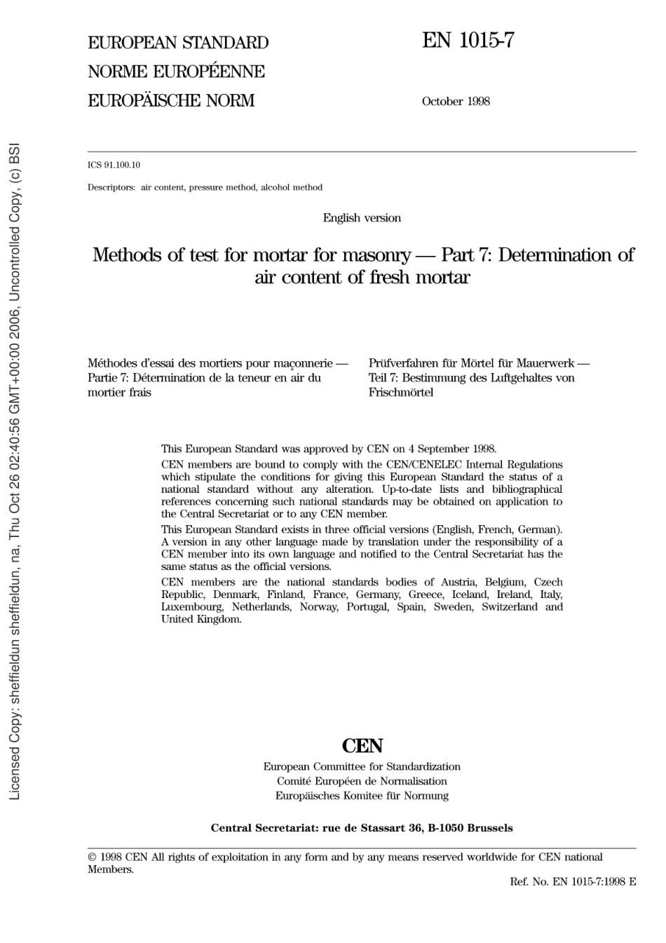 BSEN1015-7-1999砖石工程用灰浆的试验方法.新鲜灰浆中空气含量的测定.pdf_第2页