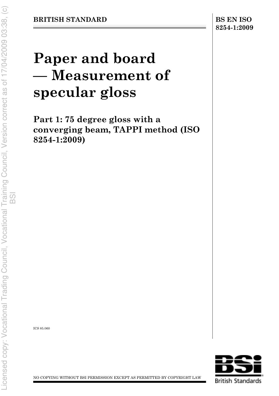 BS EN ISO 8254-1 2009.pdf_第1页