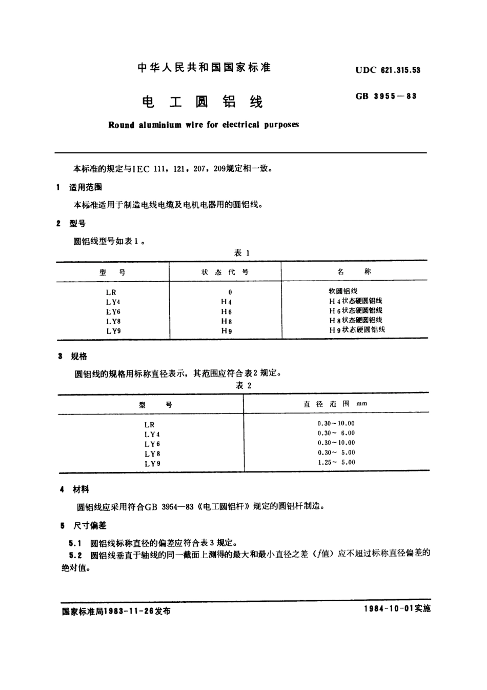 GB 3955-1983 电工圆铝线.pdf_第1页
