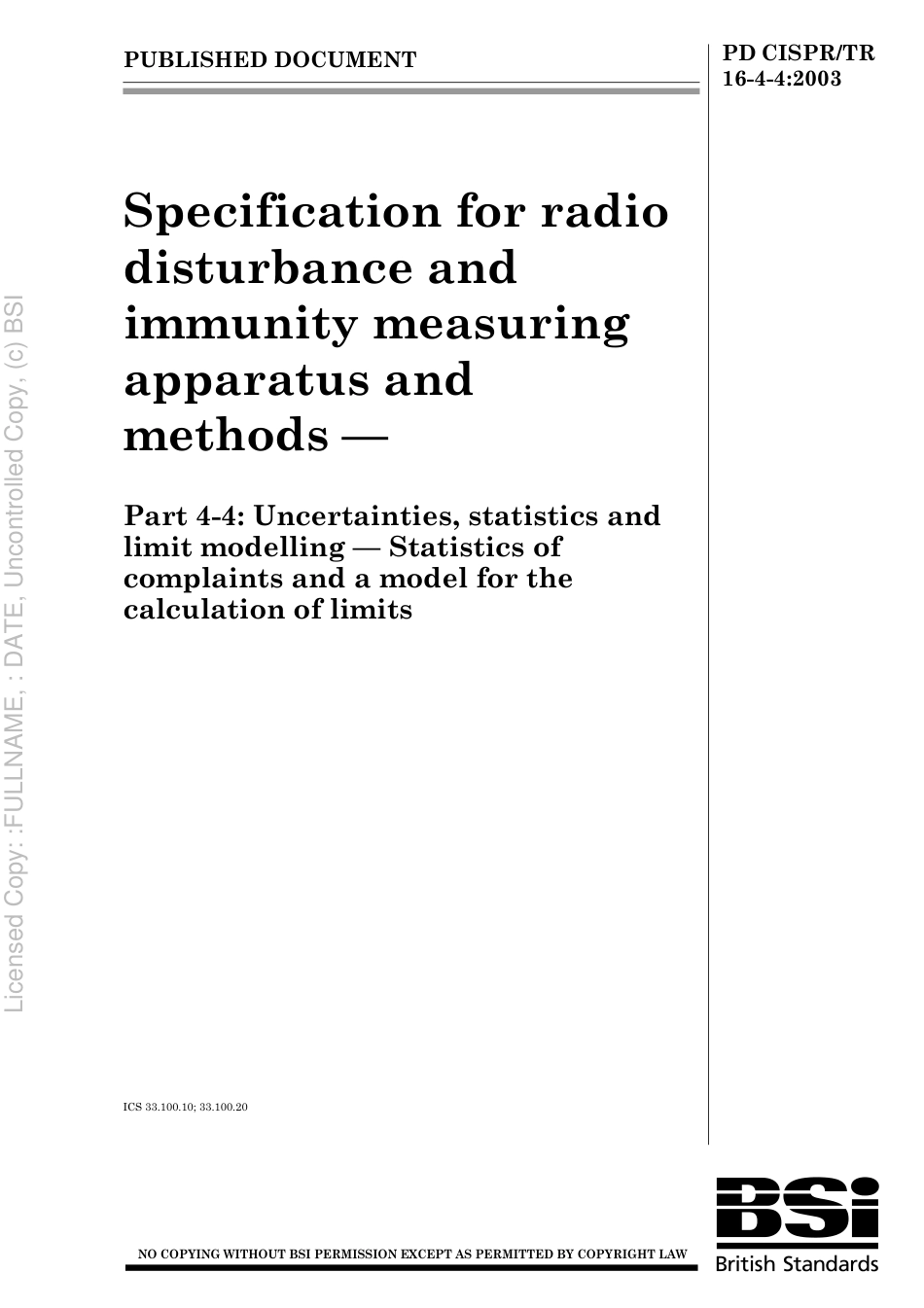 PD CISPR-TR 16-4-4 2003.pdf_第1页
