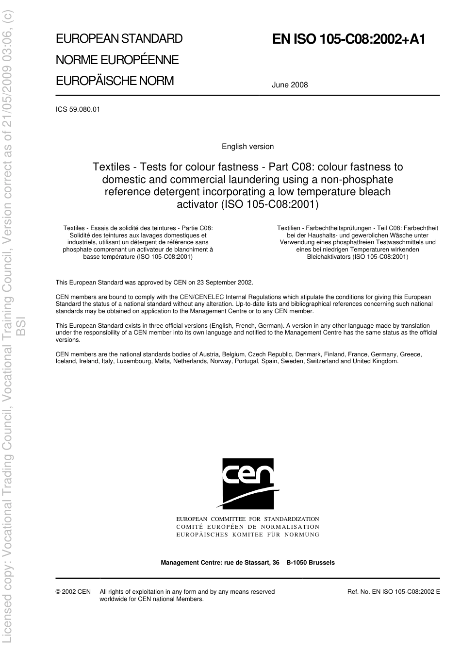 BS EN ISO 105-C08 2002 + A1 2008.pdf_第3页