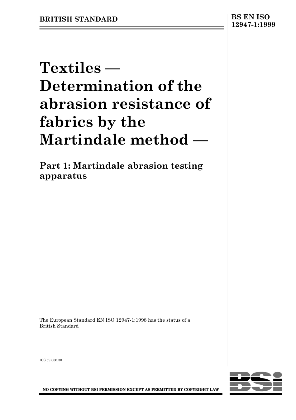 BS EN ISO 12947-1 1999.pdf_第1页