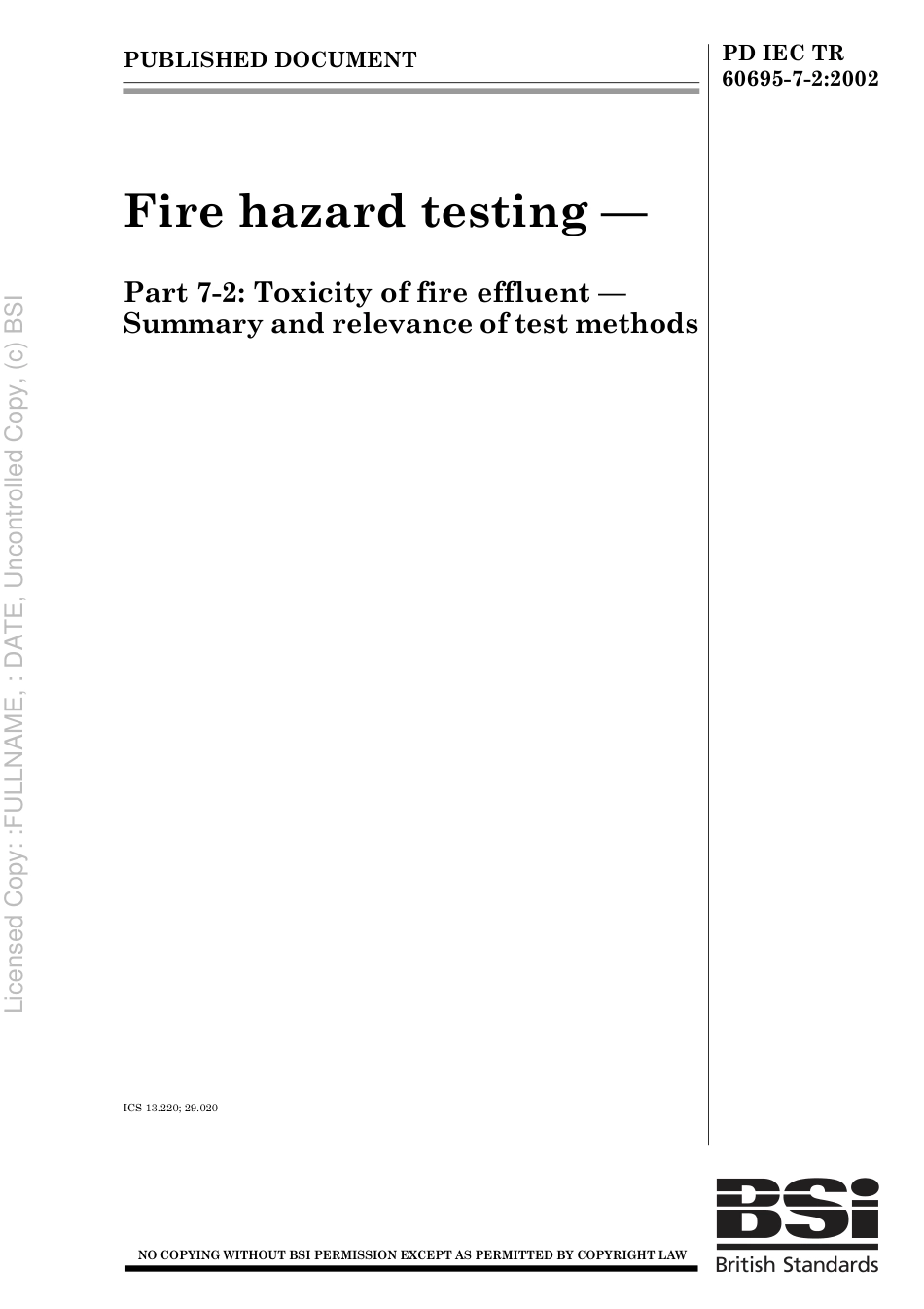 PD IEC TR 60695-7-2 2002.pdf_第1页