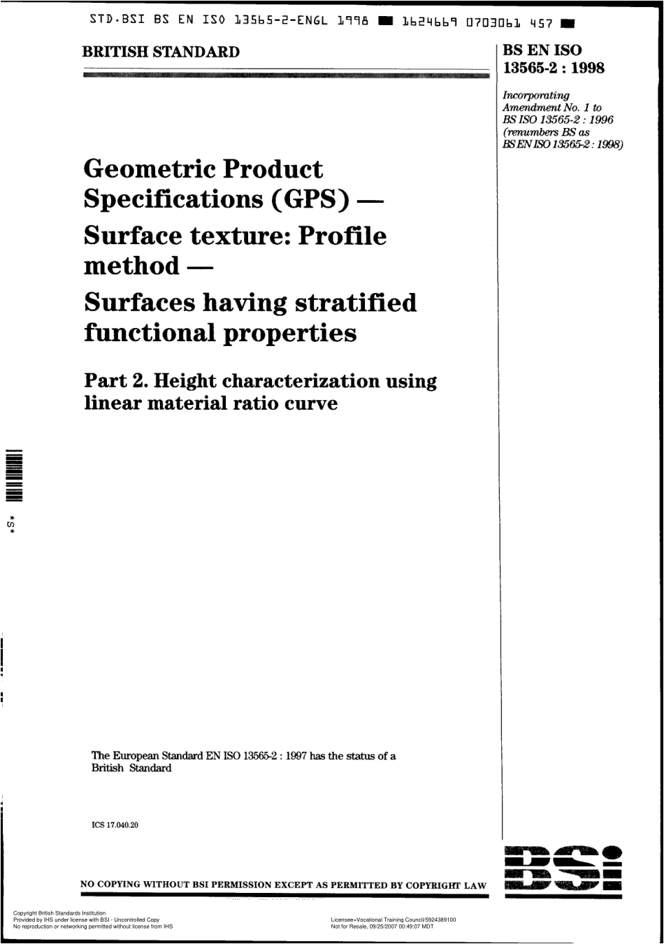 BS EN ISO 13565-2 1998 (A1).pdf_第1页