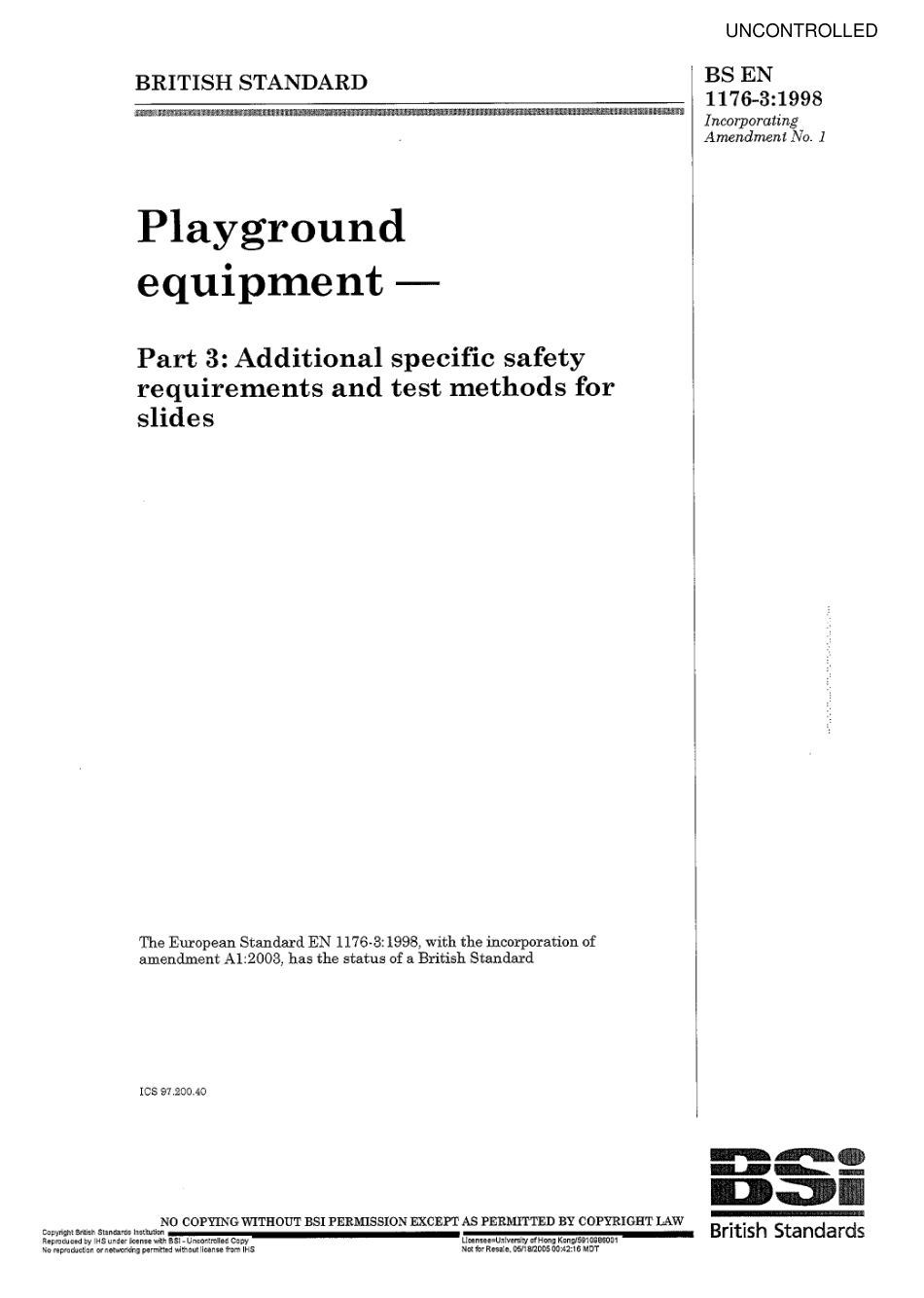 BS EN 1176-3-98+amd1(uncontrolled).PDF_第1页