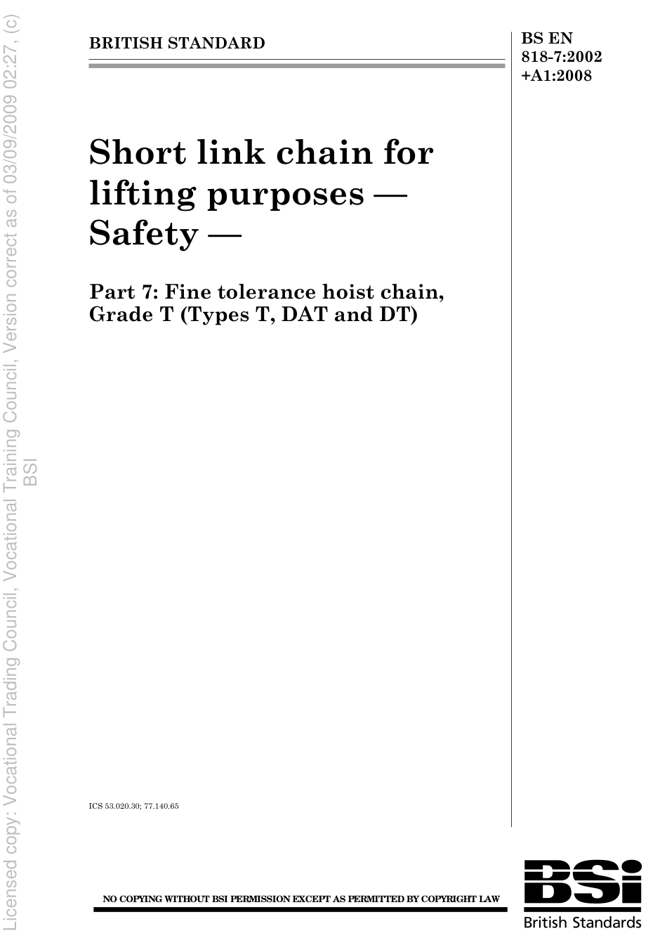 BS EN 818-7 2002 + A1.pdf_第1页