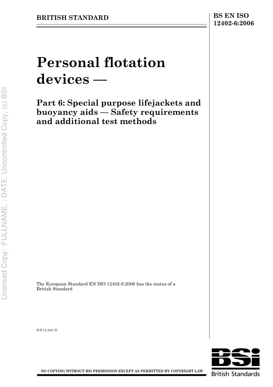 BS EN ISO 12402-6 2006.pdf_第1页