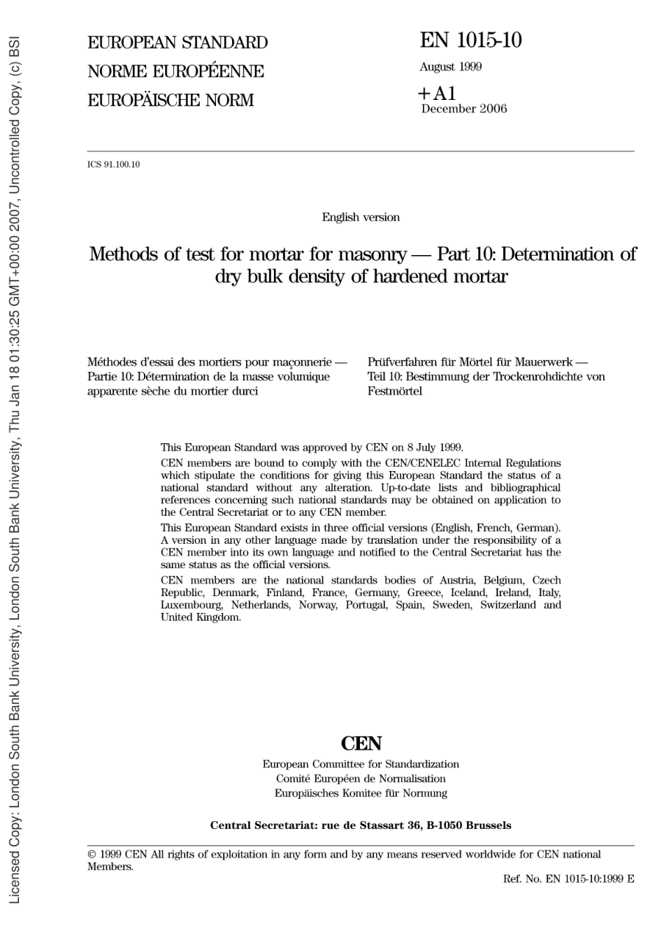 BSEN1015-10-1999砌砖体用灰浆的试验方法.硬化灰浆的毛体积干密度的测定.pdf_第2页