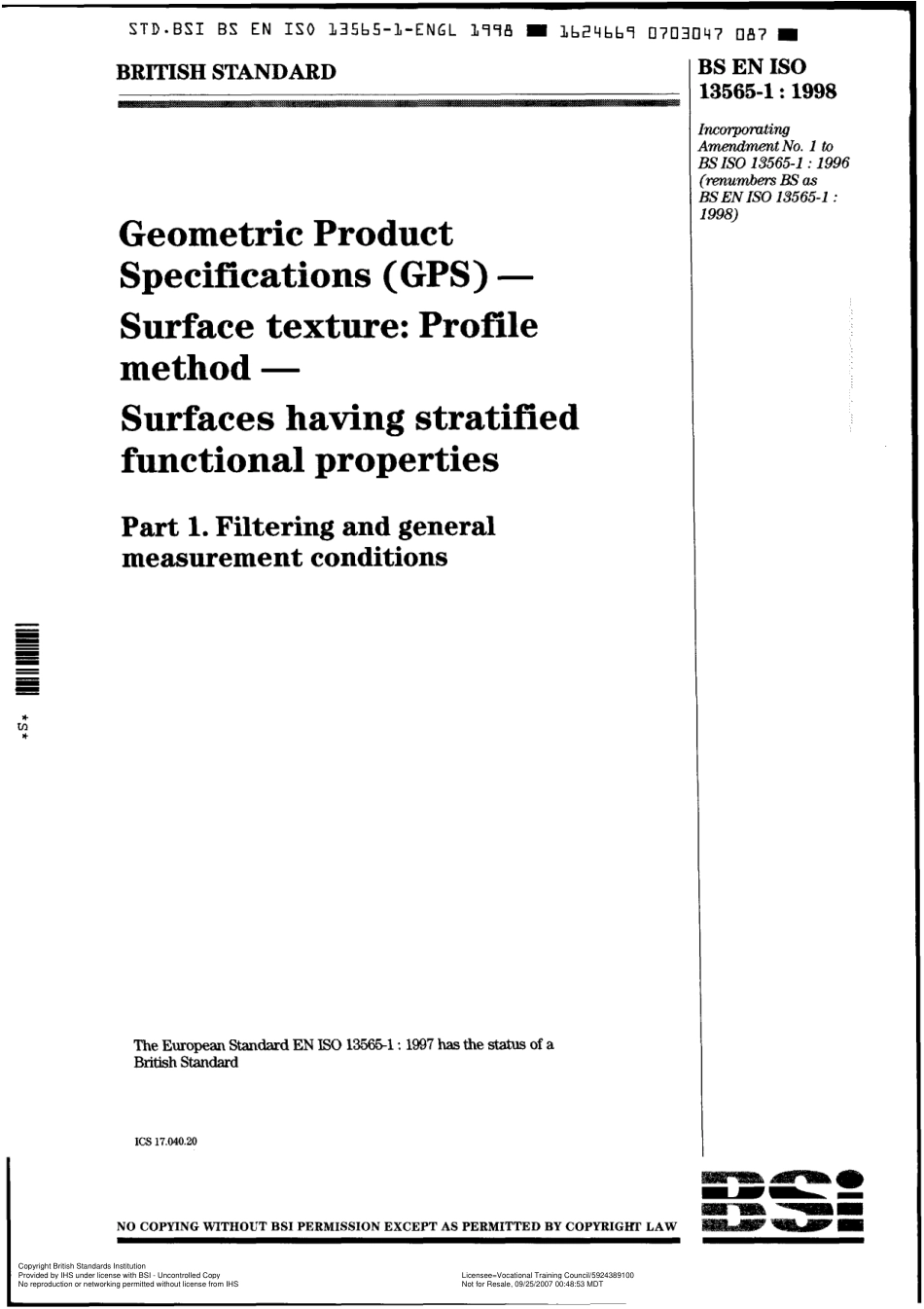 BS EN ISO 13565-1 1998 (A1).pdf_第1页