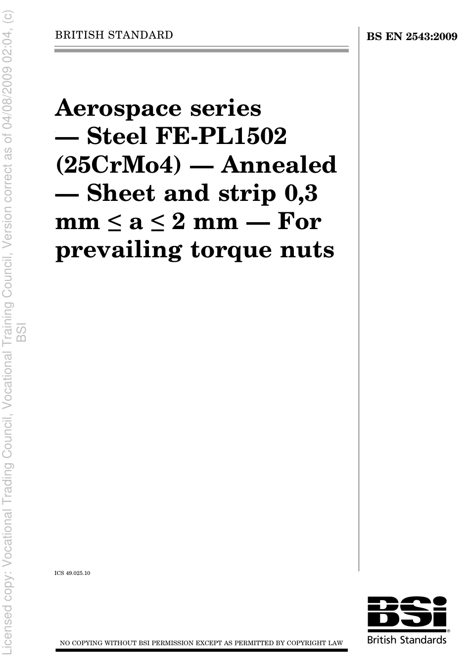 BS EN 2543 2009.pdf_第1页