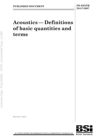 PD ISO TR 25417 2007 Acoustics. Definitions of basic  quantities and terms.pdf
