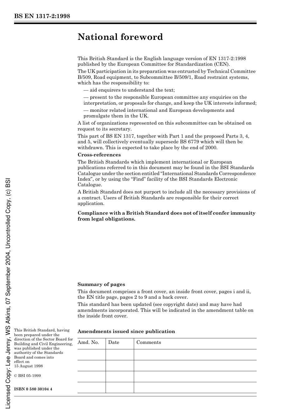 BS EN 1317-2_1998 Road restraint systems — Part 2 Performance classes, impact test acceptance criteria and test methods for safety barriers.pdf_第3页
