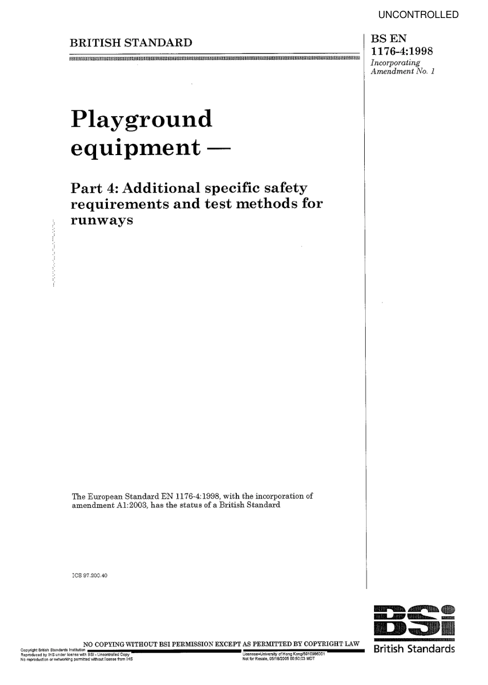 BS EN 1176-4-98+amd1(uncontrolled).PDF_第1页