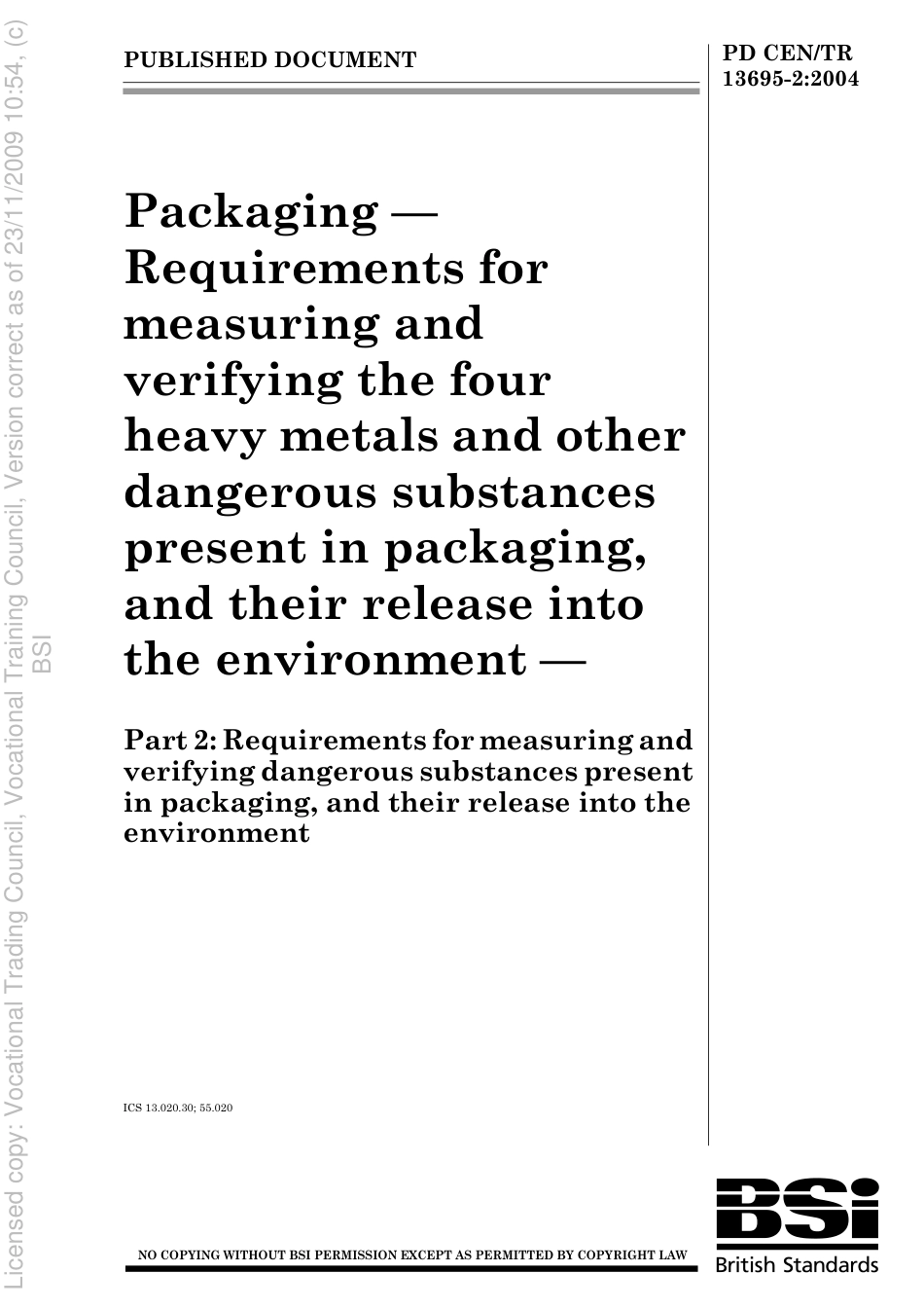 PD CEN TR 13695-2 2004.pdf_第1页