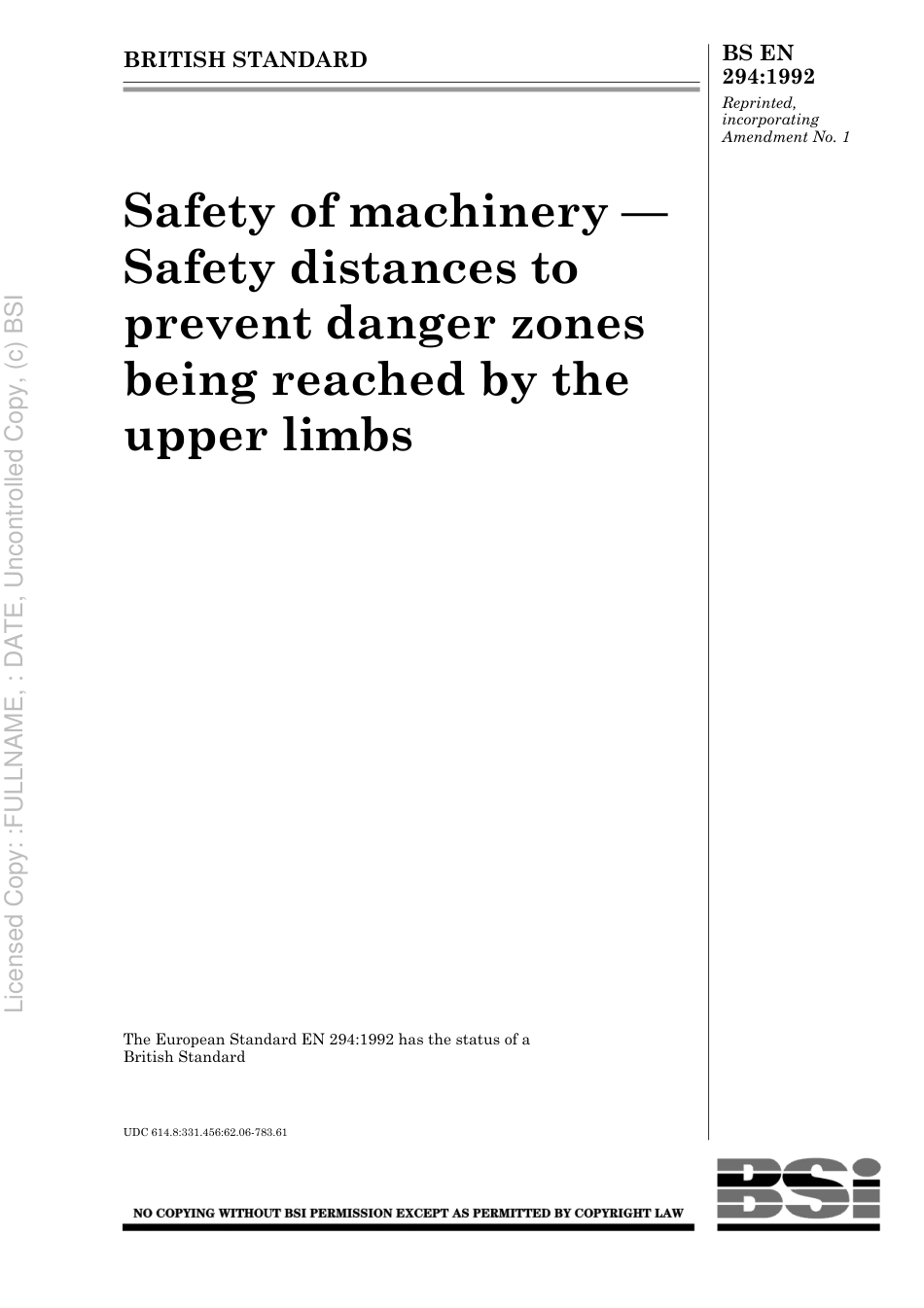 BS EN 294 1992.pdf_第1页