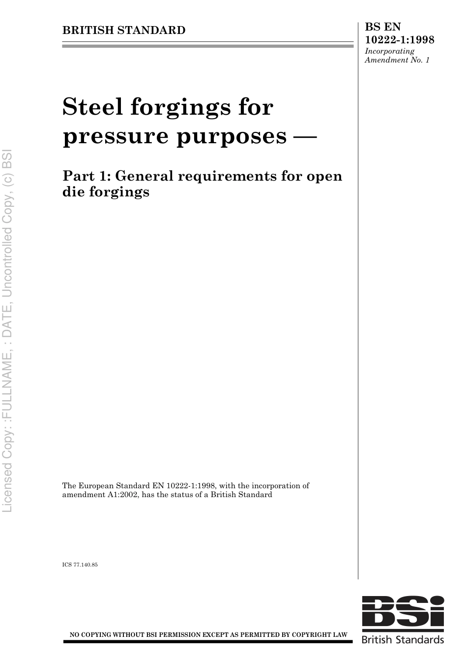 BS EN 10222-1 1998.pdf_第1页