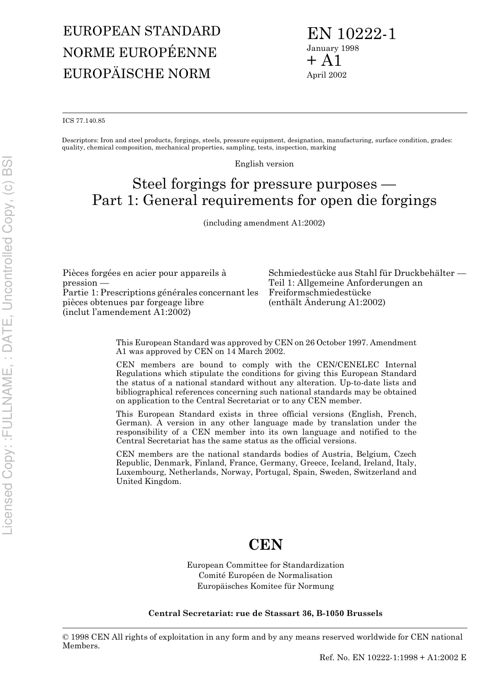 BS EN 10222-1 1998.pdf_第3页