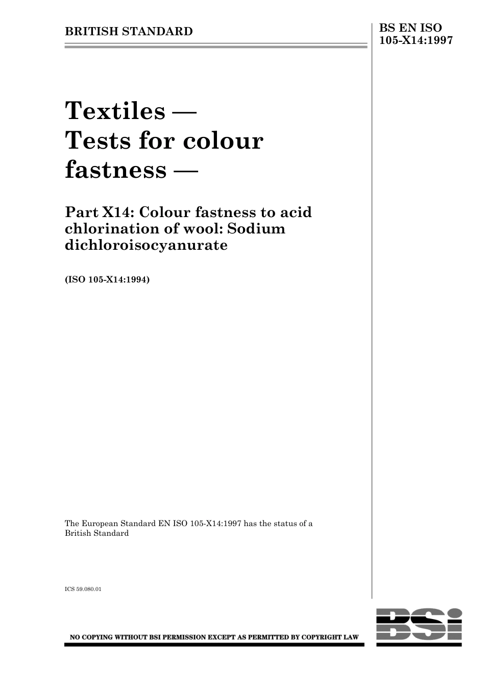 BS EN ISO 105-X14 1997.pdf_第1页