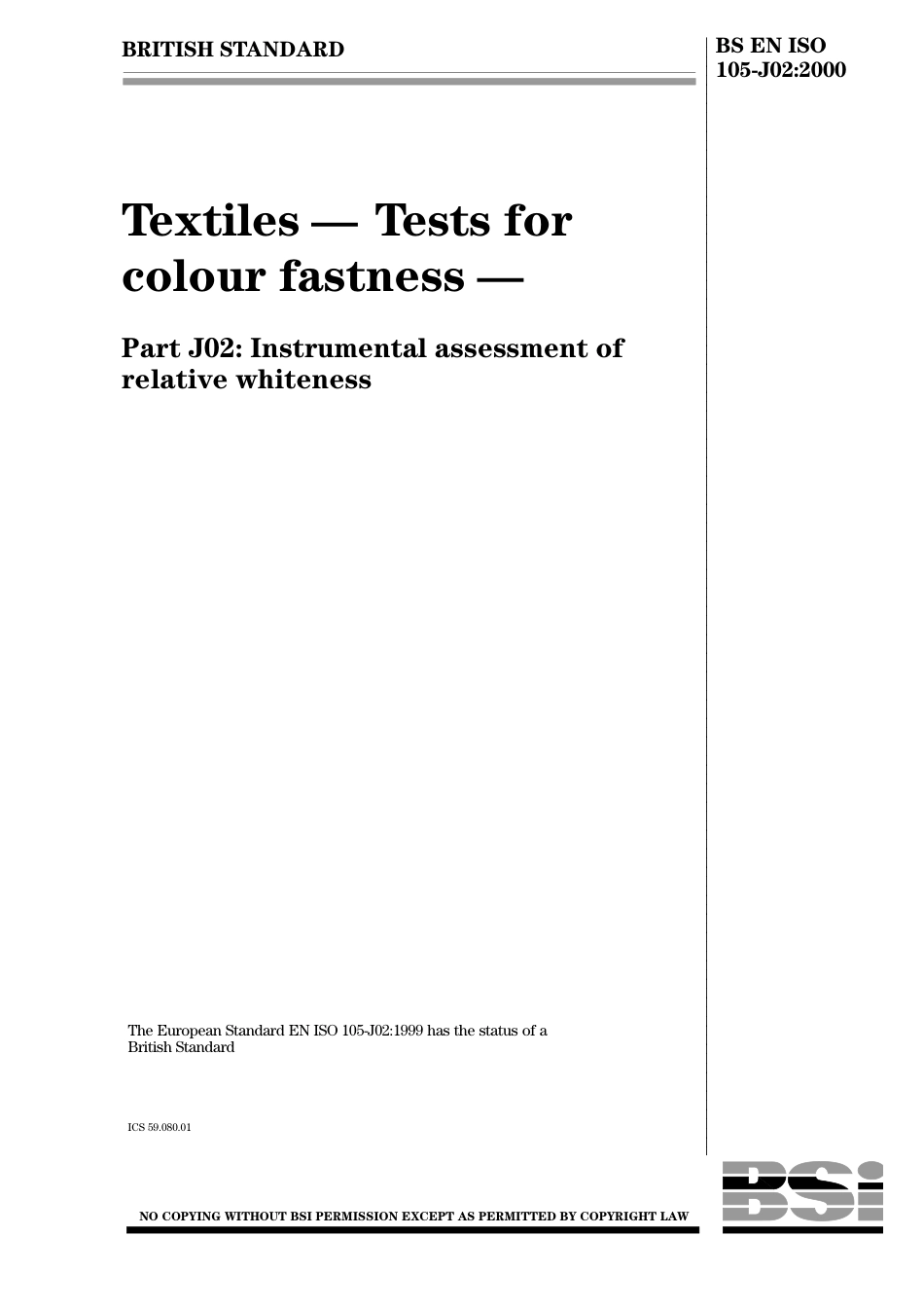 BS EN ISO 105-J02 2000.pdf_第1页