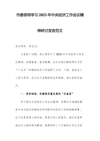 领导学习2025年中央经济工作会议精神研讨发言范文.docx