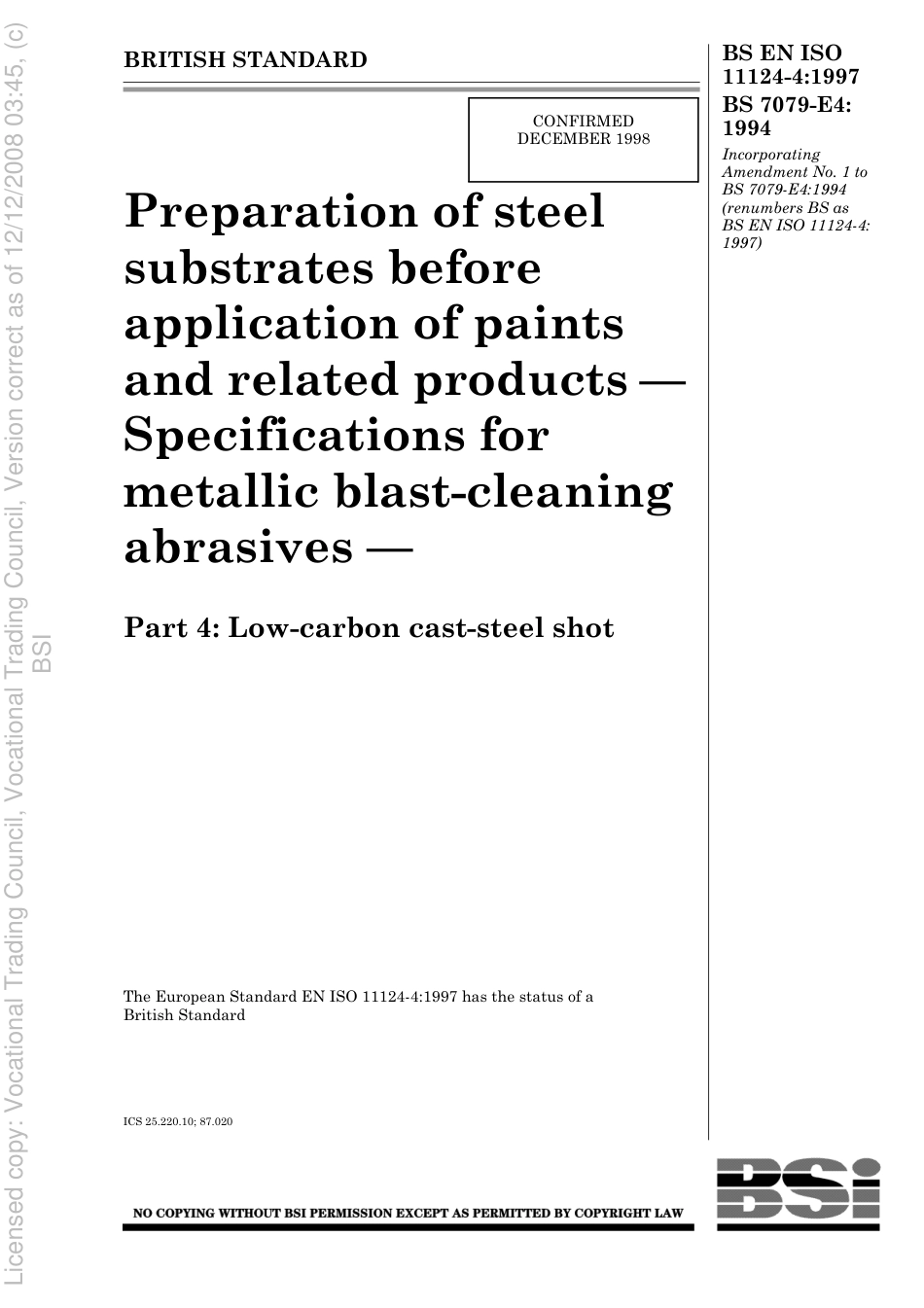 BS EN ISO 11124-4 1997.pdf_第1页