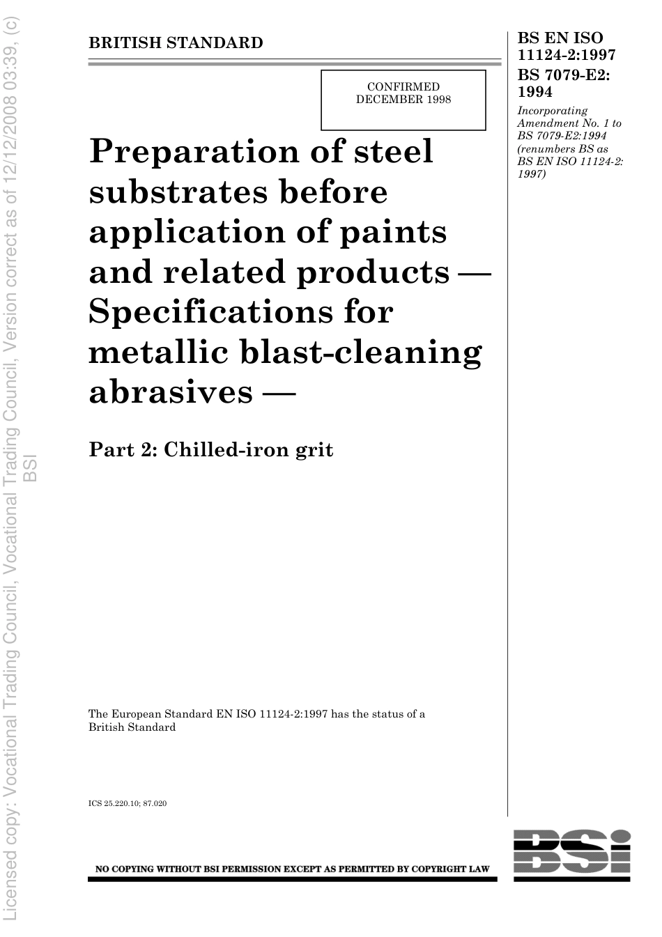 BS EN ISO 11124-2 1997.pdf_第1页