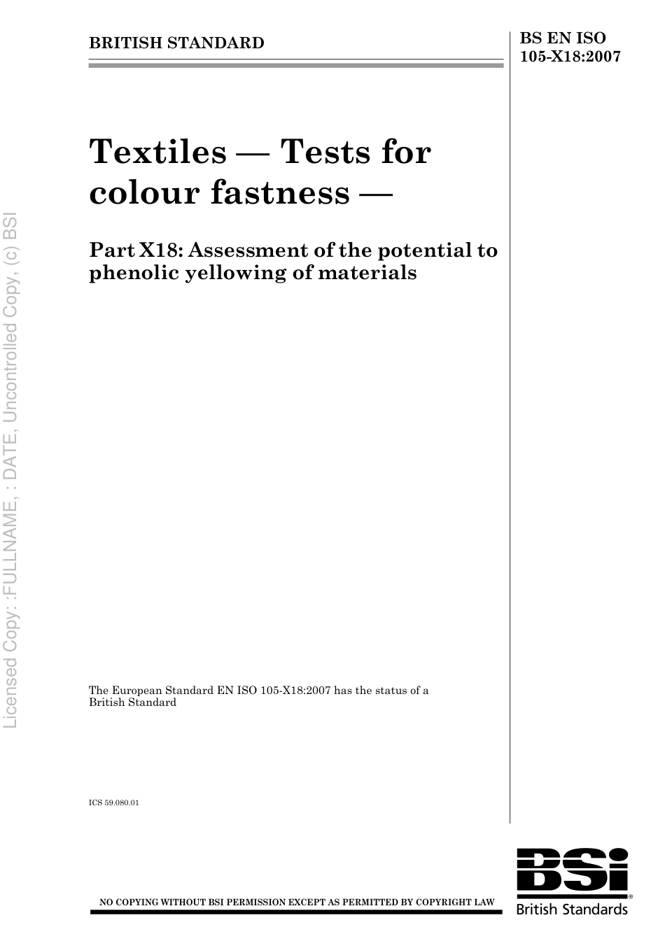 BS EN ISO 105-X18 2007.pdf_第1页