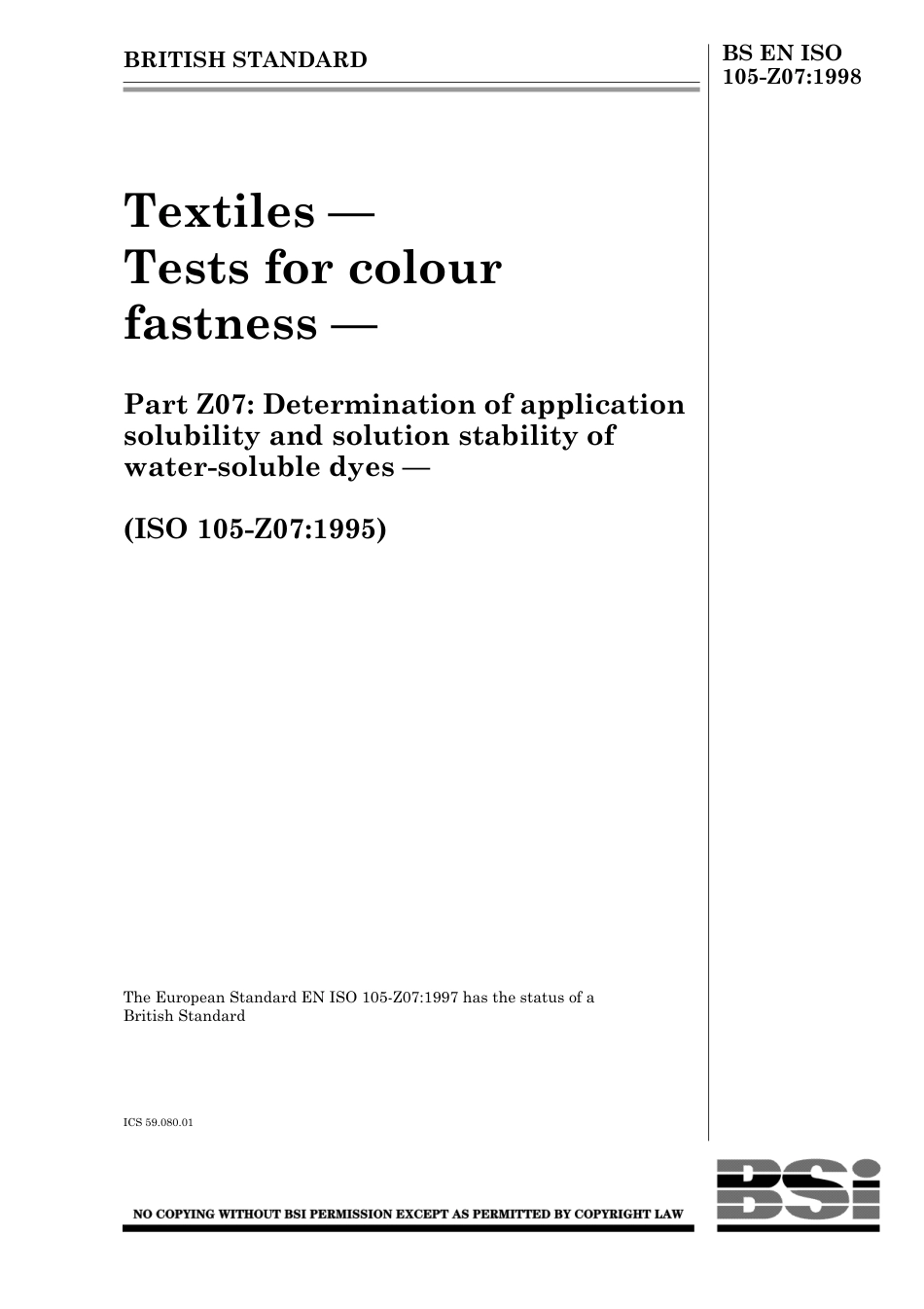 BS EN ISO 105-Z07 1998.pdf_第1页