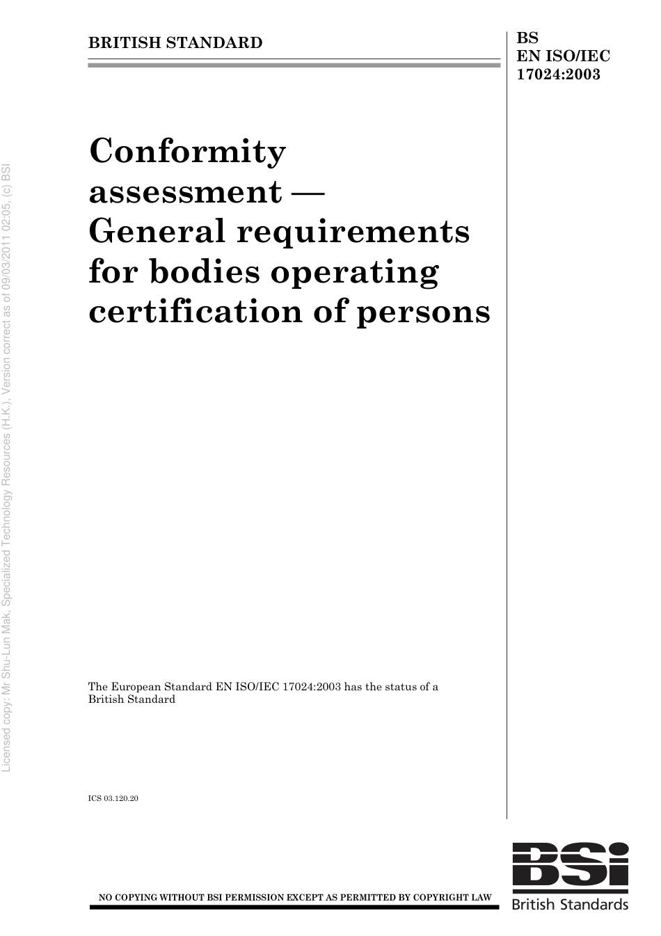 BS EN ISO IEC 17024 2003.pdf_第1页