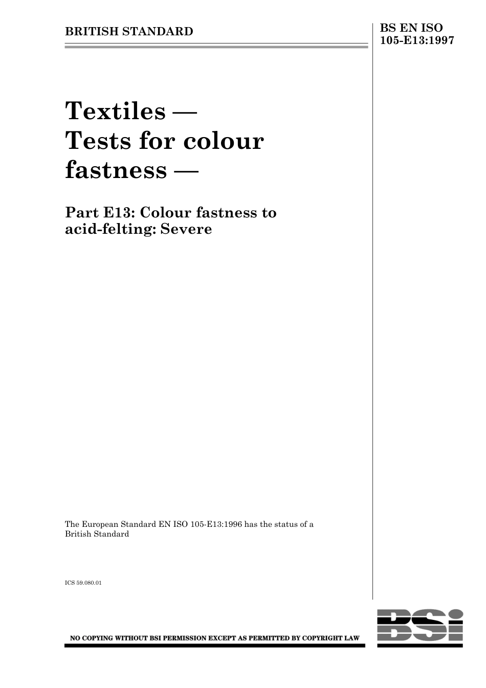 BS EN ISO 105-E13 1997.pdf_第1页