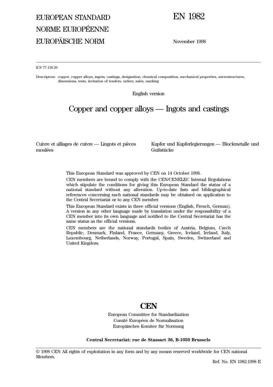 BS EN 1982 (Copper alloys)(s-s bs1400).pdf_第3页