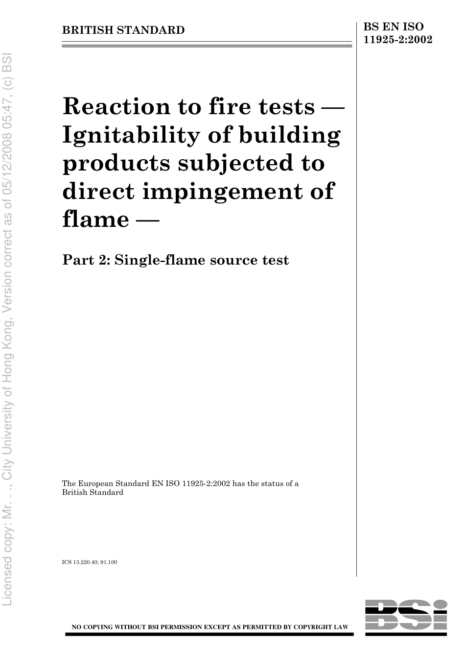 BS EN ISO 11925-2 2002.pdf_第1页