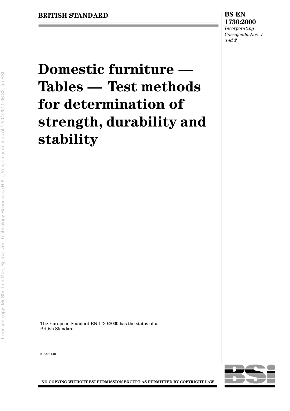 BS EN 1730 2000.pdf_第1页