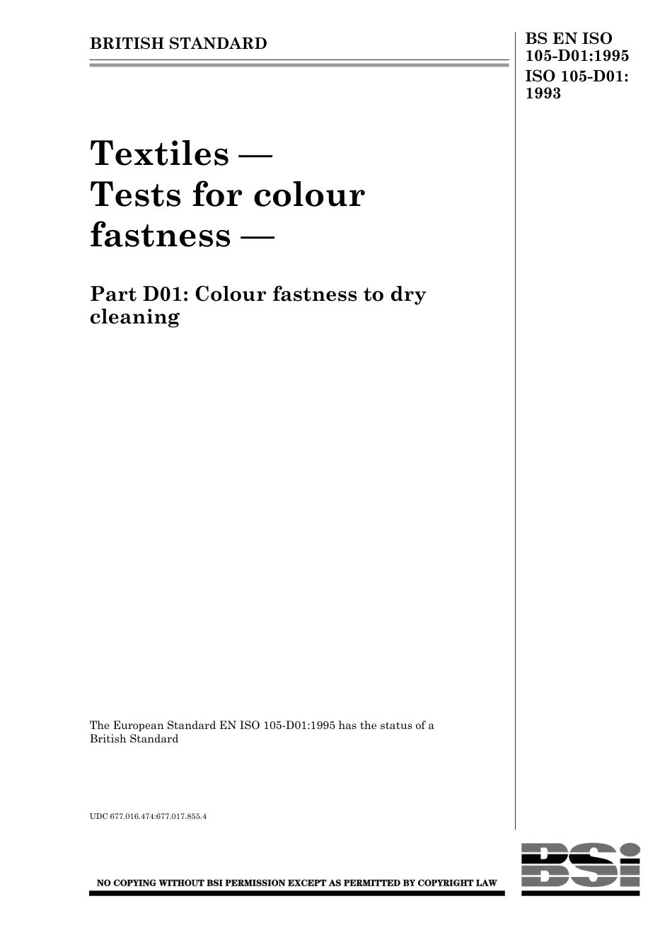 BS EN ISO 105-D01 1995.pdf_第1页