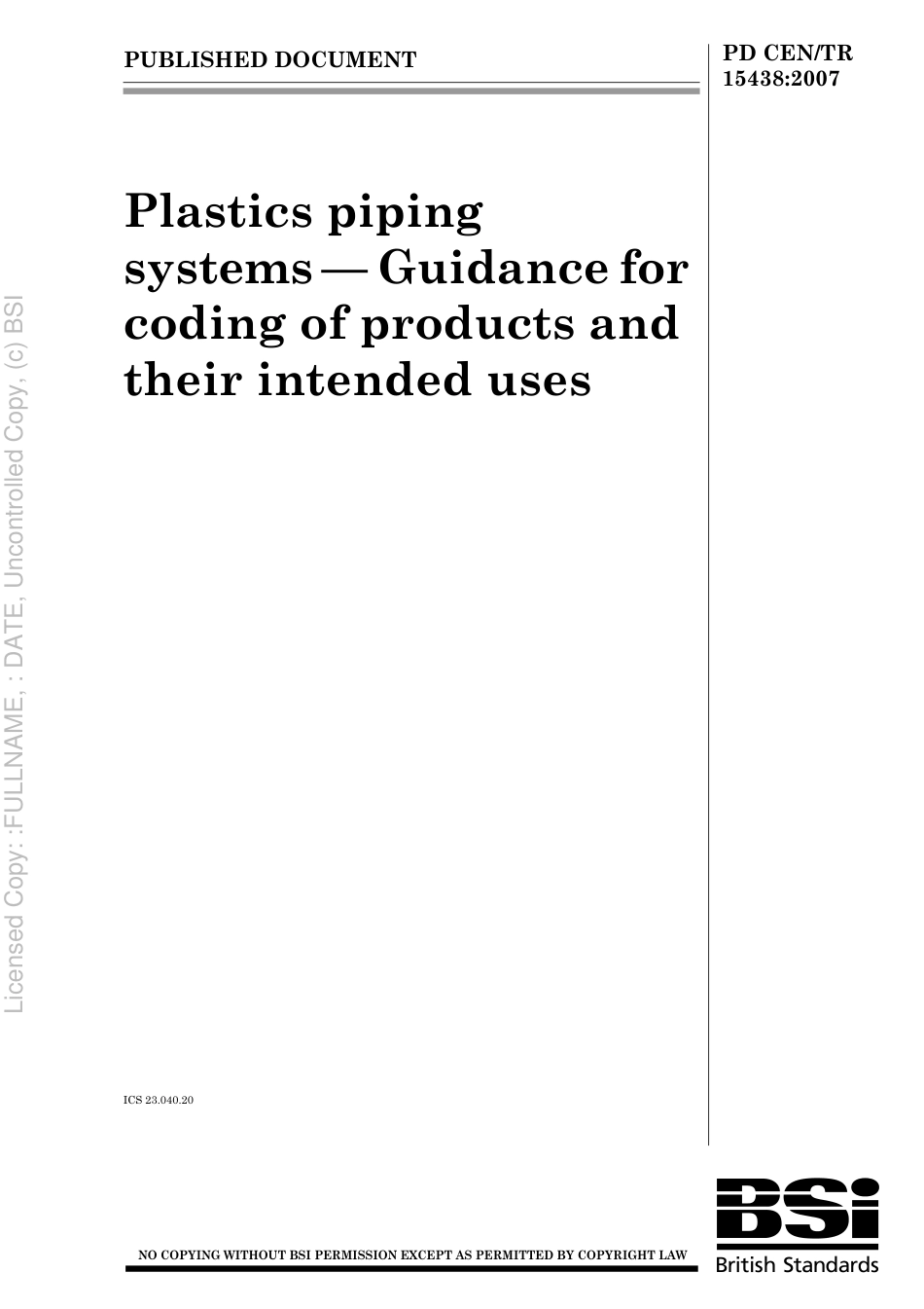 PD CEN TR 15438 2007.pdf_第1页