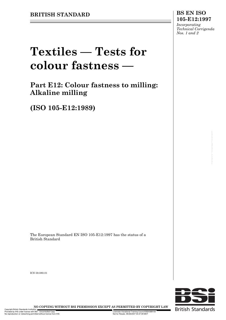 BS EN ISO 105-E12 1997 (Cor 1 2 ).pdf_第1页